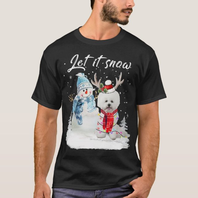 Bichon Frise Santa Dog Christmas Snowman Xmas Paja T-Shirt (Vorderseite)