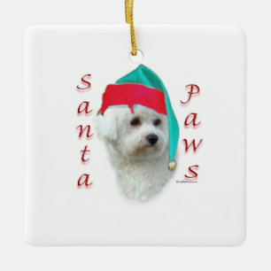 Bichon Frise Santa Paws Keramikornament