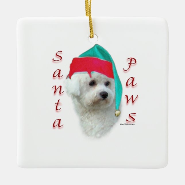 Bichon Frise Santa Paws Keramikornament (Vorderseite)
