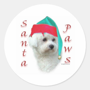Bichon Frise Santa Paws Runder Aufkleber