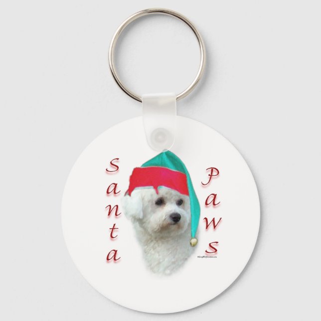 Bichon Frise Santa Paws Schlüsselanhänger (Vorderseite)
