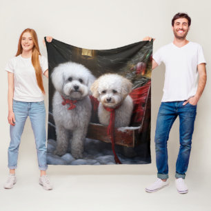 Bichon Frise Schneebedeckter Schlitten Weihnachtsd Fleecedecke