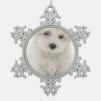 Bichon Frise Schneeflocken Zinn-Ornament