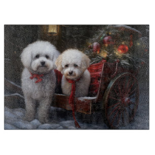 Bichon Frise Schneeschlitten Weihnachtsdekoration Schneidebrett