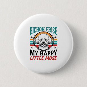 Bichon Frise Shirt Vintage Spirit Hund Art_1 Button