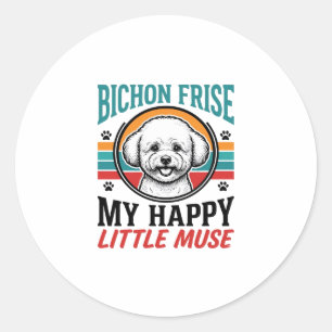 Bichon Frise Shirt Vintage Spirit Hund Art_1 Runder Aufkleber