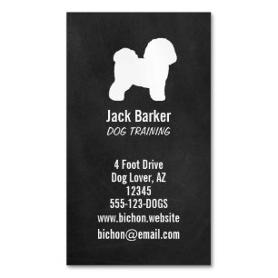 Bichon Frise Silhouette Hunde Rasse Vertikal Magnetische Visitenkarte