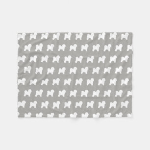 Bichon Frise Silhouette-Muster-Grau Fleecedecke