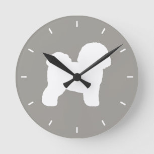 Bichon Frise Silhouette Runde Wanduhr
