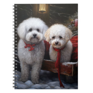 Bichon Frise Snowy Sleigh Weihnachtsdekor Notizblock