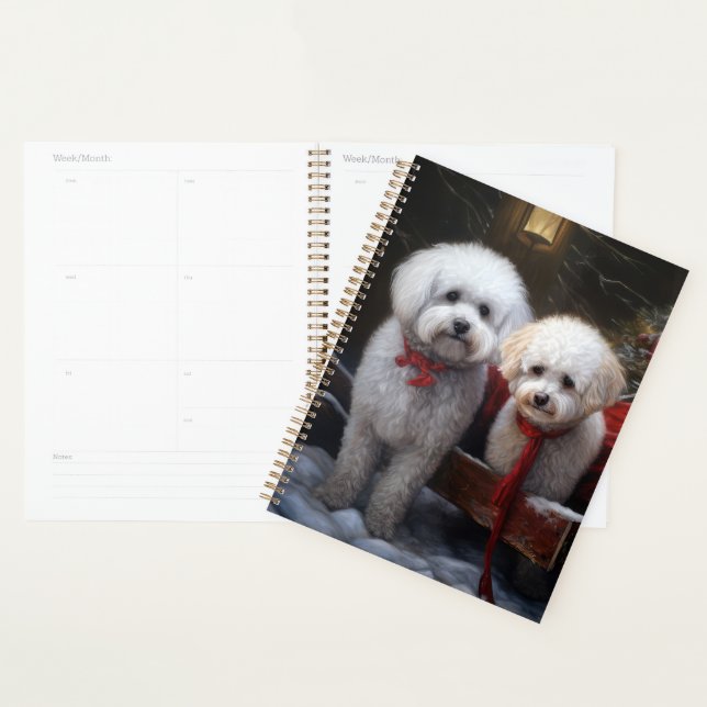 Bichon Frise Snowy Sleigh Weihnachtsdekor Planer (Anzeige)