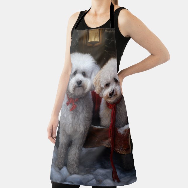 Bichon Frise Snowy Sleigh Weihnachtsdekor Schürze (InSitu)