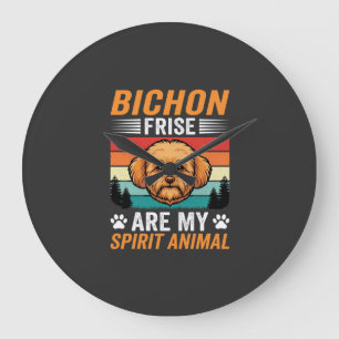 Bichon Frise Spirit-Tier Retro-Hund Große Wanduhr