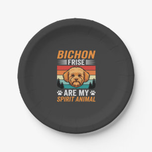 Bichon Frise Spirit Tier Retro Hund Pappteller