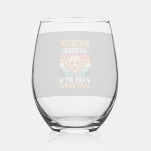 Bichon Frise Spirit-Tier Retro Hund Weinglas Ohne Stiel