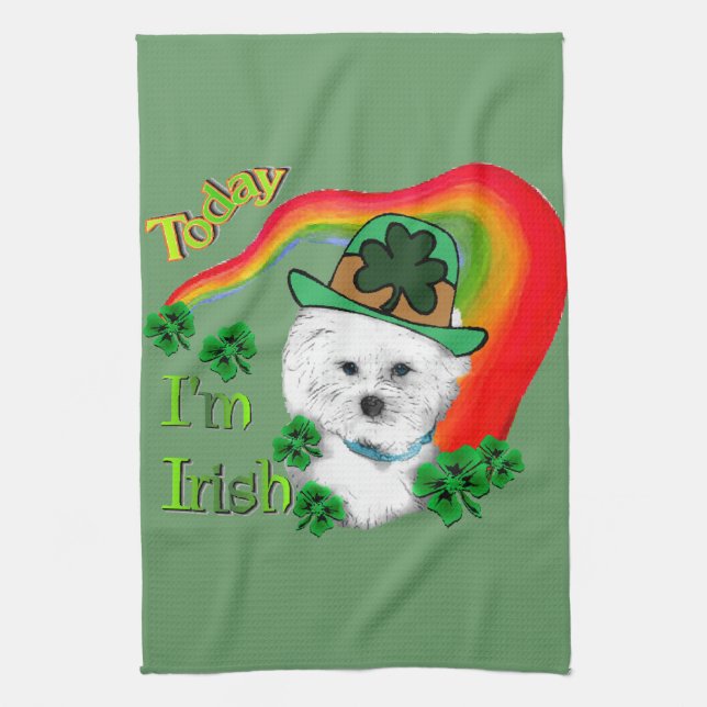 Bichon Frise St Patricks Handtuch (Vertikal)