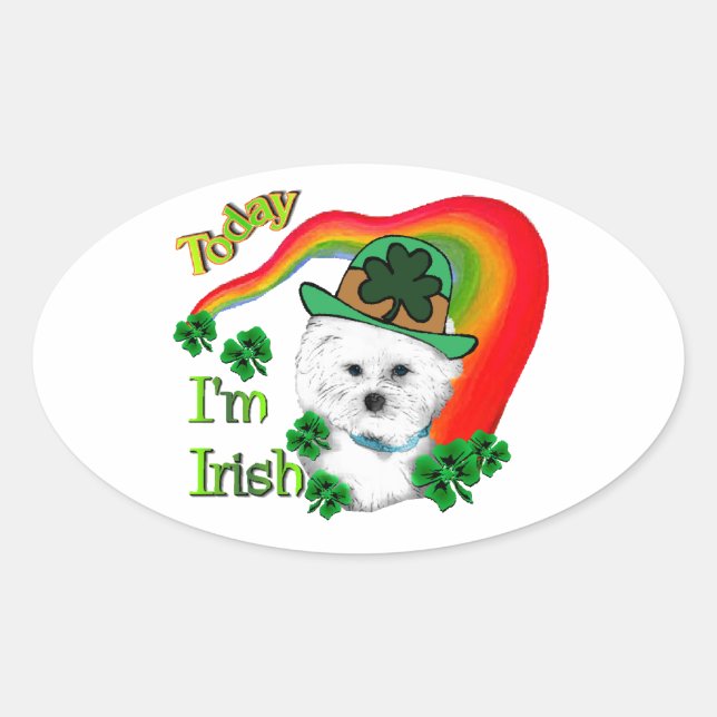 Bichon Frise St Patricks Ovaler Aufkleber (Vorderseite)