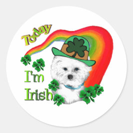 Bichon Frise St Patricks Runder Aufkleber