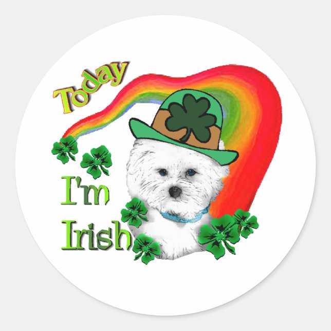 Bichon Frise St Patricks Runder Aufkleber (Vorderseite)