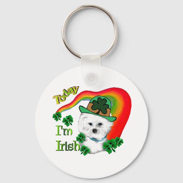 Bichon Frise St Patricks Schlüsselanhänger (Vorderseite)