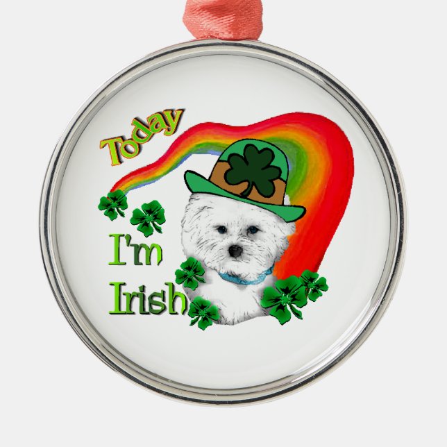 Bichon Frise St Patricks Silbernes Ornament (Vorne)