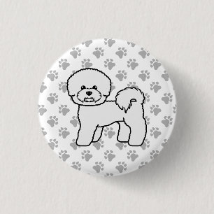 Bichon Frise Süße Cartoon-Hund-Illustration Button