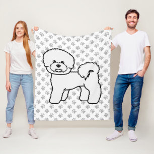 Bichon Frise Süße Cartoon-Hund-Illustration Fleecedecke