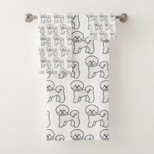 Bichon Frise Süße Cartoon-Hund-Illustration Muster Badhandtuch Set