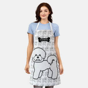 Bichon Frise Süße Cartoon-Hund-Illustration & Name Schürze