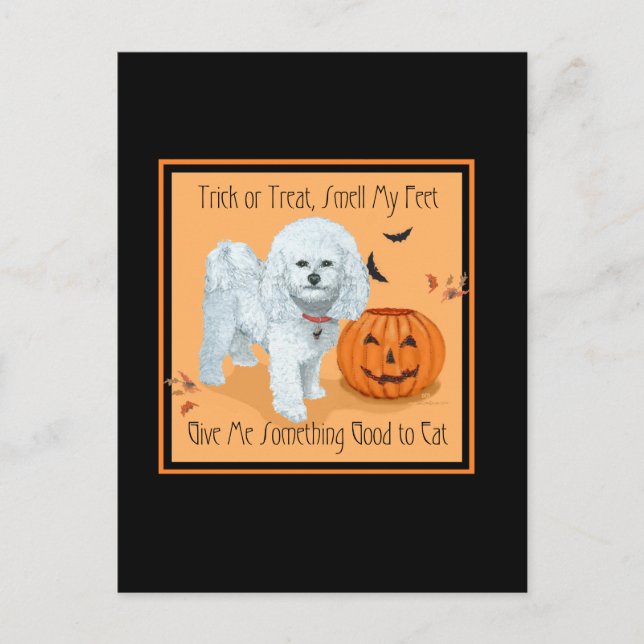 Bichon Frise Süßes oder Saures Postkarte (Vorderseite)