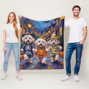 Bichon Frise Süßigkeiten-oder-Saures-Halloween-Kos Fleecedecke
