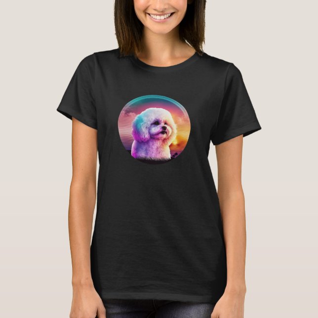 Bichon Frise Synthwave 80s Retrowave Aesthetic  1 T-Shirt (Vorderseite)