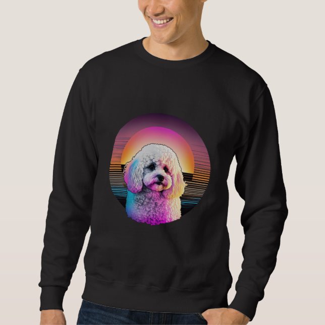 Bichon Frise Synthwave 80s Retrowave Aesthetic  2 Sweatshirt (Vorderseite)