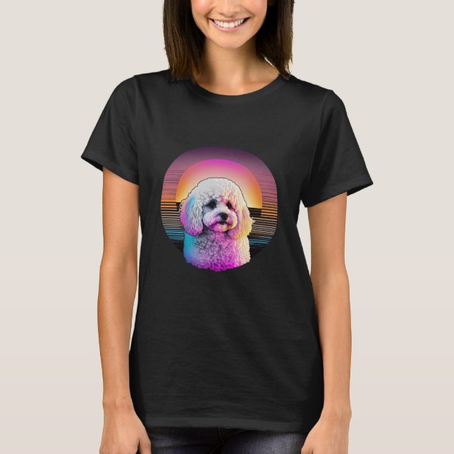 Bichon Frise Synthwave 80s Retrowave Aesthetic  2 T-Shirt (Vorderseite)