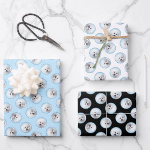 Bichon Frise Tenerife Malerei White Niedlich Dog A Geschenkpapier Set