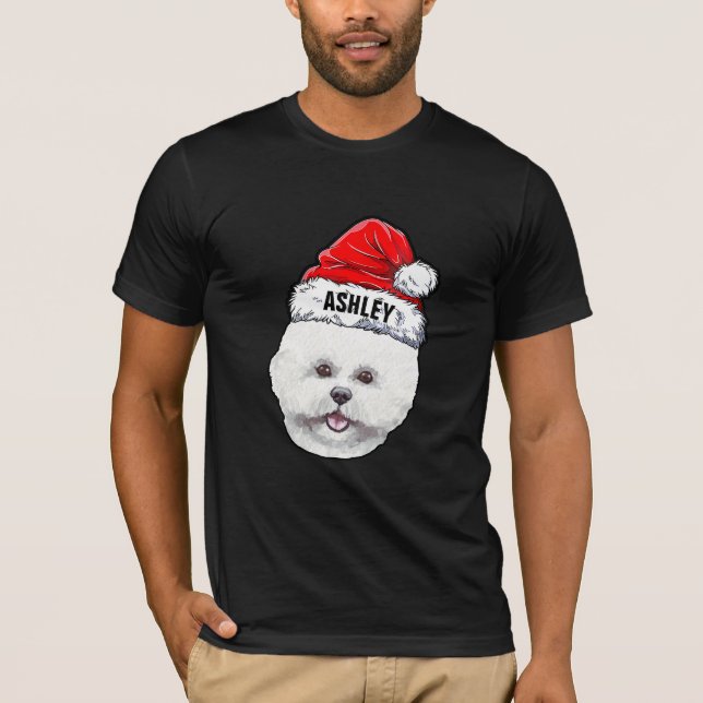 Bichon Frisé Terrier Christmas Hat Dog Big T-Shirt (Vorderseite)