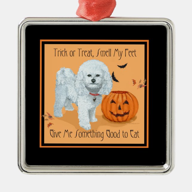Bichon Frise Trick oder Treat Ornament Aus Metall (Vorne)