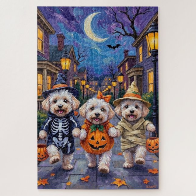 Bichon Frise Trick-oder-Treating Halloween-Kostüme Puzzle (Vertikal)