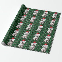 Bichon Frise und Green Holiday Karierte Weihnachte Geschenkpapier