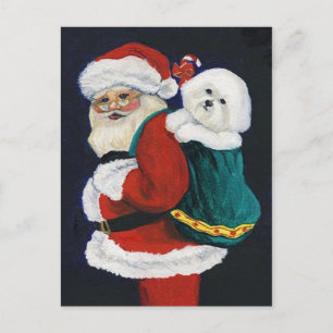 Bichon Frise und Weihnachtskarte Feiertagspostkarte