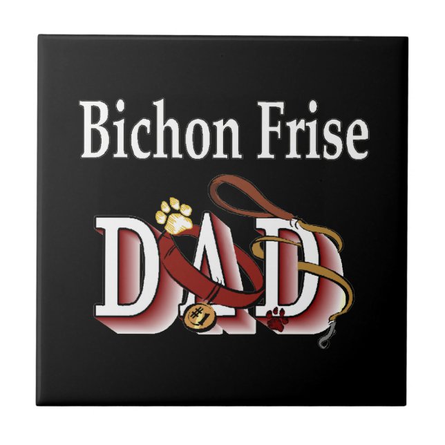 Bichon Frise Vater Fliese (Vorderseite)