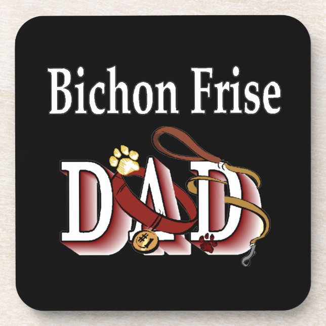 Bichon Frise Vater Getränkeuntersetzer (Vorderseite)