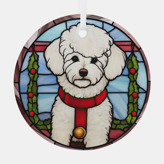 Bichon Frise verkettetes Glass Weihnachten Ornament Aus Glas (Rückseite)