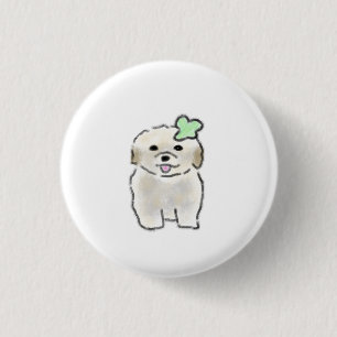 Bichon Frise Vierblattklee Hundemutter-Geschenk Button