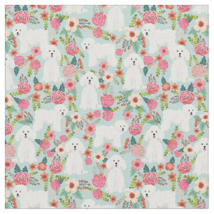 Bichon Frise Vintage Blüten Stoff