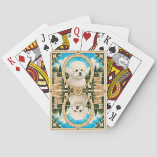 Bichon Frise, Vintage Wasserfarben-Hundekunst Spielkarten