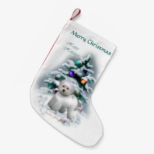 Bichon Frise Weihnachten Kleiner Weihnachtsstrumpf