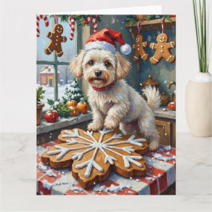 Bichon Frise Weihnachten Lebkuchen Backen Urlaub Karte