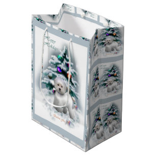Bichon Frise Weihnachten Mittlere Geschenktüte
