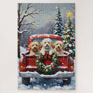 Bichon Frise Weihnachten Rotes Lastwagen Urlaub Puzzle